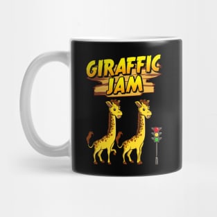 Adorable Giraffic Jam Pun Traffic Jam Giraffes Mug